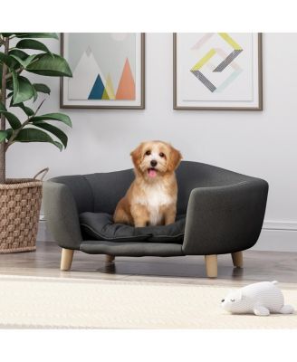 Corduroy Dog Sofa with Rubber Wood Legs for Small Breeds