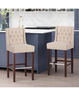 Streamdale Modern Minimalist Metal Bar Stool, Beige, 30" Height, Fabric Seat