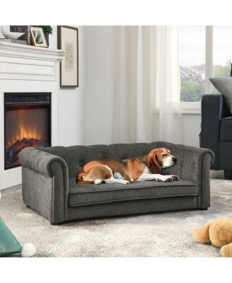 Modern Light Gray Raised Dog Sofa for Small and Medium Breeds