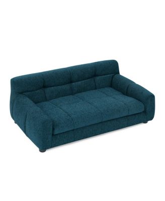 38 Inch Dog Sofa Bed, Blue Linen Sofa with Armrest and Backrest for Large and Medium Breeds