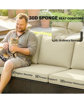 3 Seater Outdoor Couch Sofa with Cushioned Wide Seats