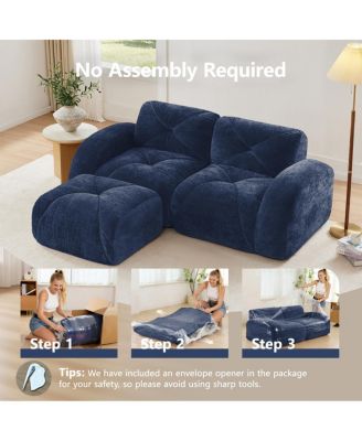 Streamdale L-shaped Boneless Sofa, Soft Velvet, Tufted, 32D Sponge, No Assembly