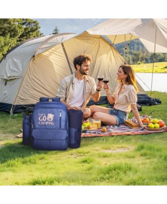 4-Person Picnic Backpack with Insulated Cooler, Blanket and Tableware Set