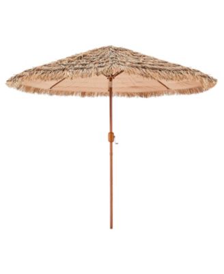 9 Ft Thatched Tiki Patio Umbrella with Tilt and Metal Ribs