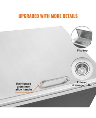 20 x 16 x 13 Inch Drop-In Stainless Steel Ice Chest, 40 Qt with Hinged Lid