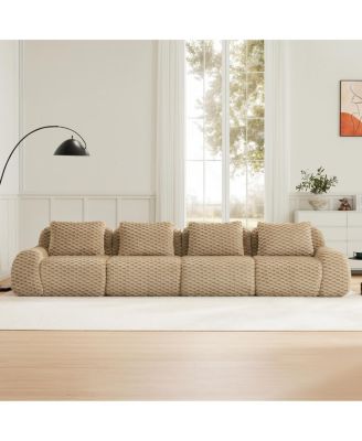 Modern Modular Sectional Sofa, Flannelette, Oversized 4-Seater, Deep Seat