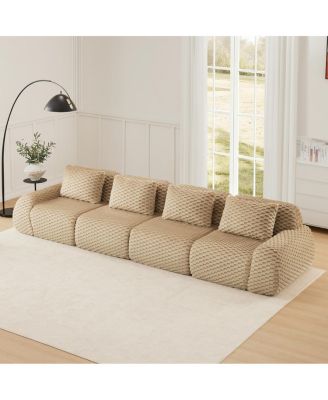 Modern Modular Sectional Sofa, Flannelette, Oversized 4-Seater, Deep Seat