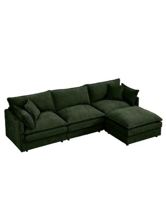  Modular Sectional Sofa, 102" L-Shaped Couch Set, 3-Seater Cloud Couch w/ Ottoman