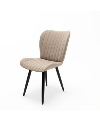 Set of 4 Modern PU Leather Dining Chairs with Thick Cushions & Metal Legs