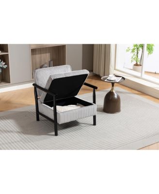 Storage Chair, Mid Century Modern Accent Chair with Wood Frame