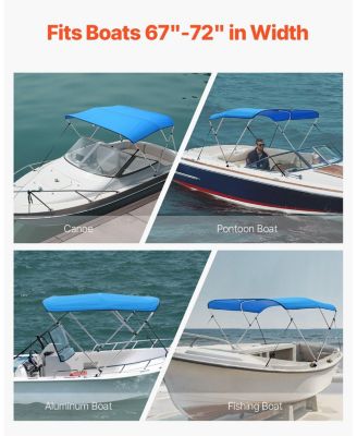 3 Bow Boat Bimini Top 6 Ft with Aluminum Frame