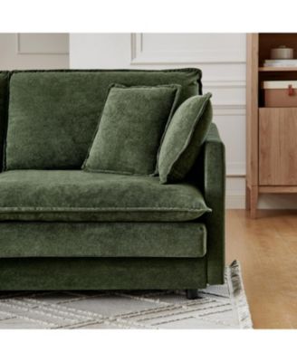 Modern L-Shaped Sectional Sofa with Ottoman, 4-Seater Convertible Couch