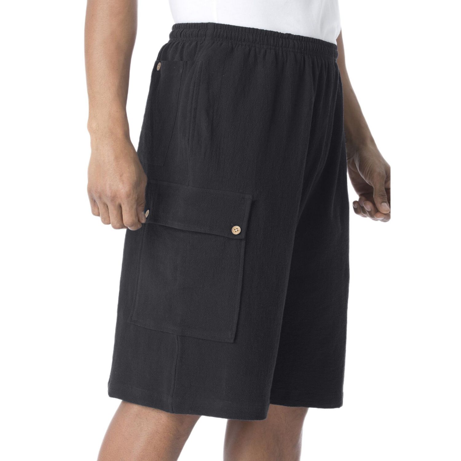 Men's Full Elastic Waist Gauze Cargo Shorts