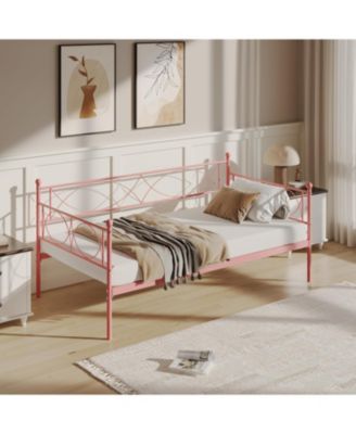 Twin Metal Daybed Sofa Bed Frame Premium Steel Slat Support Spacious Under Bed Storage No Box Spring Easy Build