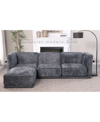  Fashionable modular chenille sofa with iron and wood frame