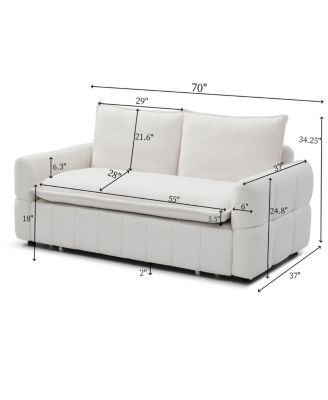Sleeper Sofa, Sofa Bed - 3-in-1 Pull Out Couch Bed with Teddy Chaise
