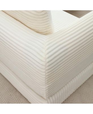  2-in-1 Folding Convertible Sofa Bed, Modern Corduroy Sleeper Couch with 2 Pillows