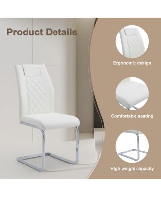 High-Back PU Leather Dining Chairs Set of 4, Modern Kitchen Chairs with Legs