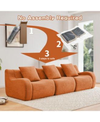 Boneless Sofa, 3 Seat Teddy Fabric, Anti-Slip, No Assembly