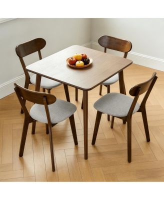 Solid Wood Dining Chairs Set of 2, Mid Century Modern Upholstered Kitchen Chair