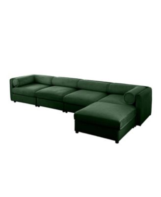 Streamdale Modular Green 4-Seat L-Shaped Sectional Sofa with Storage