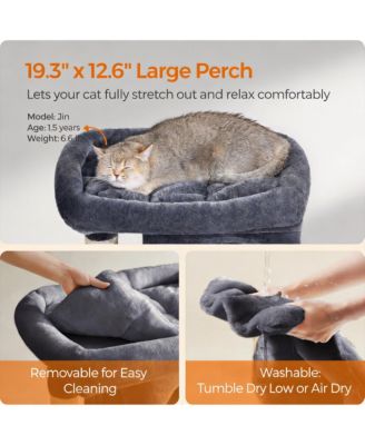 33.1-inch Cat Tree Tower with Large Perch 2 Caves Scratching Posts Sturdy Stable