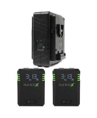 NANOX Micro 150 150Wh 14.8V V-Mount SMART Battery, 2-Pack, Bundle with GPM-X2S Mini Dual Travel Battery Charger