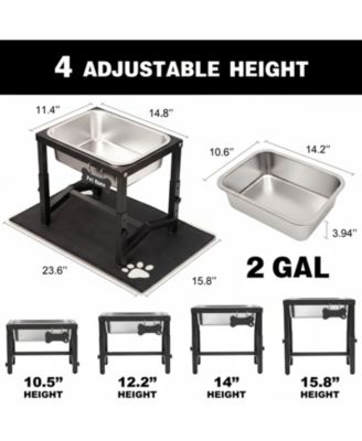 Elevated Dog Water Bowl 4 Adjustable Heights Stainless Steel Stand for Breeds Joint Support