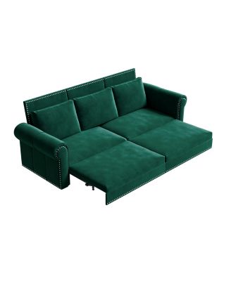 Chesterfield Velvet Sleeper Sofa Bed, Nailhead Trim