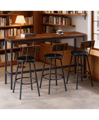 Bar Table and Chairs Set for 3, 4 Piece Industrial Dining Set with Stools