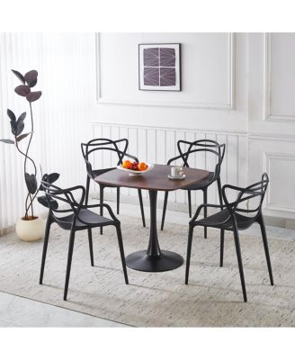 5pcs Dining Set, Metal Leg Table, Mid-Century Dining Table for 4-6 People