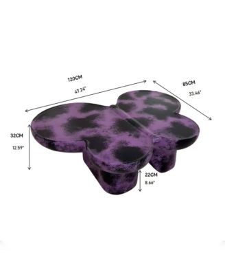 Modern Faux Travertine Coffee Table, Butterfly-Shaped Fiberglass Art Piece for Living Room & Office