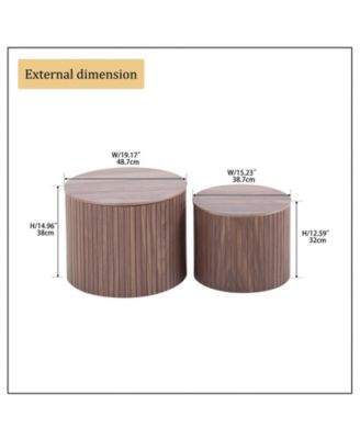 2-Piece MDF Nested Table Set, Handcrafted Round Coffee Tables in Walnut for Living Room & Lounge