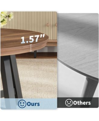 36" Large Round Industrial Coffee Table with Thickened Legs and Adjustable Feet