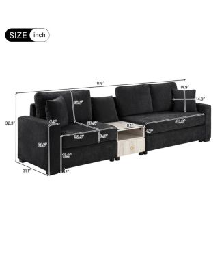 Modern 111.8" Modular Upholstered 3-Seater Sofa Couch with Storage