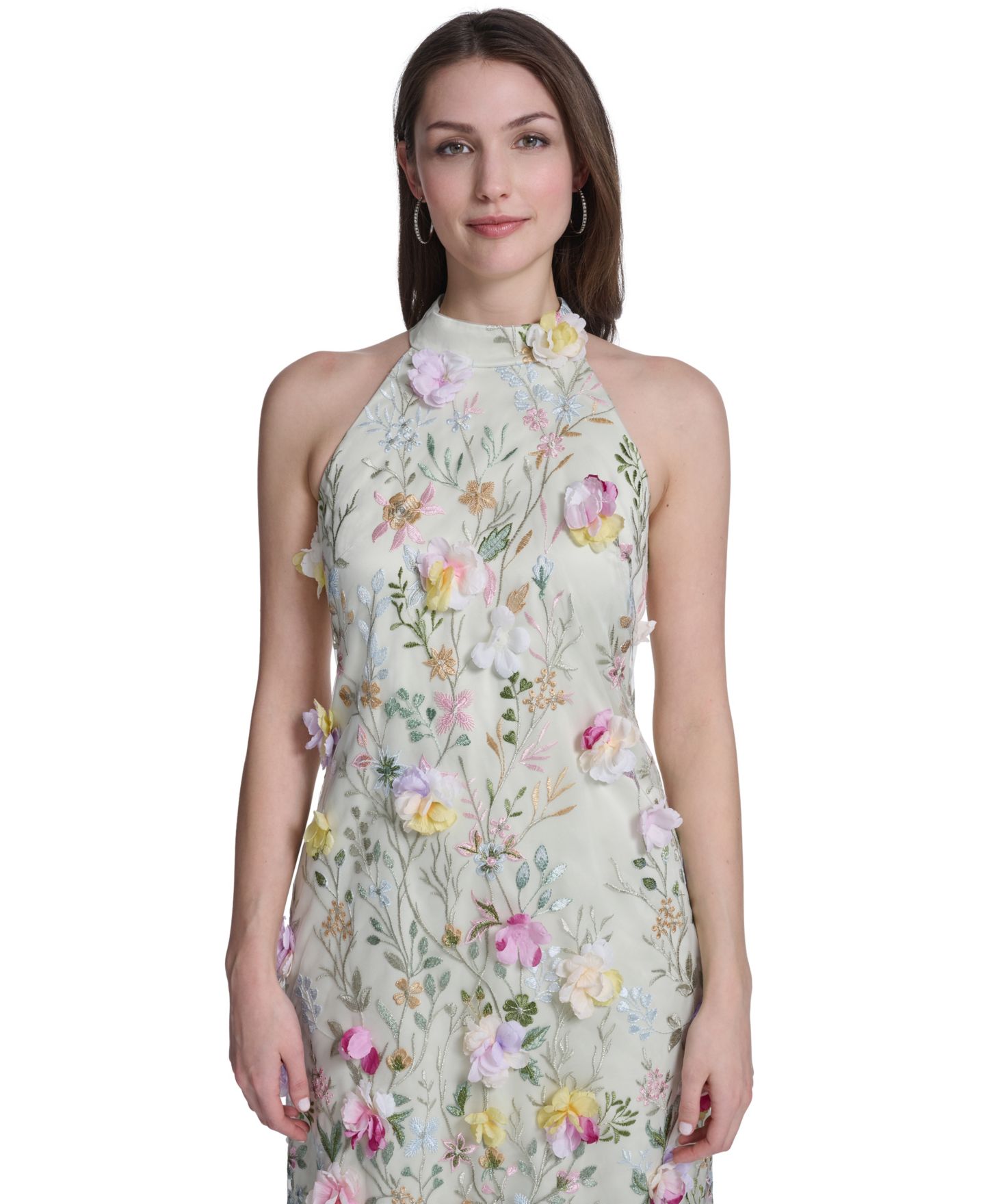 Женское платье Eliza J Sleeveless Mock Neck Floral Embroidered, цвет: Mul — фото 2