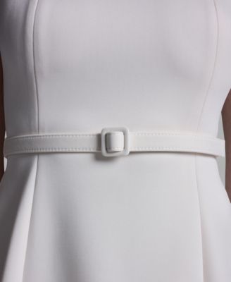 Women's Off-The-Shoulder Scuba Belted Mini Fit & Flare