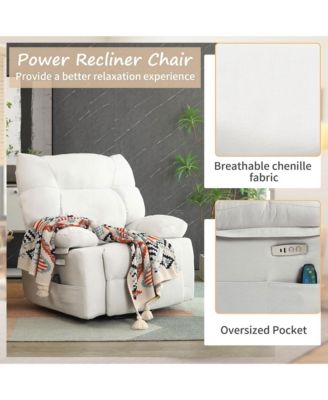 Swivel Power Recliner, Rocking Glider Chair with Massage & Heat