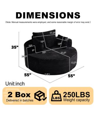 Streamdale 55" Corduroy Foam Swivel Chair, Modern Sleeper, 360 Degree Swivel for Living Room/Bedroom