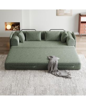 78.7" Convertible Sleeper Sofa Bed with Pillow & Side Pocket