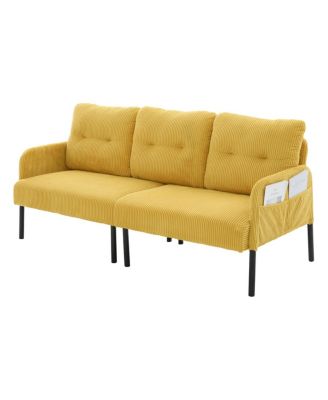 Streamdale Oversized Corduroy Loveseat Sofa with Metal Legs & Side Pockets