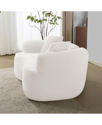 Curved Loveseat Sofa, Teddy Velvet, No-Assembly, 350 lbs Capacity