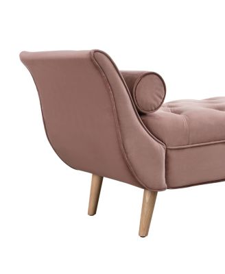  Upholstered Velvet Button Tufted Ottoman Bench with 2 Pillows