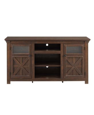 Farmhouse Barn Door TV Stand Media Console Espresso 60.23"W