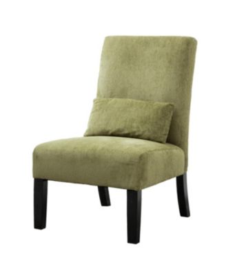 Contemporary Chenille Fabric Armless Chair with Pillow