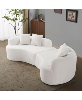 Streamdale Curved Teddy Velvet Sofa - Compact 4 Seater