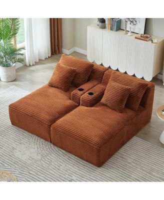 Compressible double chaise lounge with cupholders - No Assembly Required