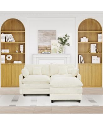 Seven-piece sofa set with console, coffee table & 6 pillows