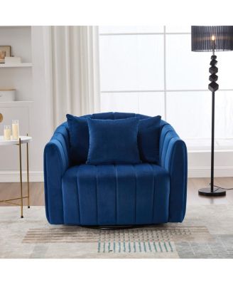 Upholstered 360° Swivel Accent Barrel Chair and Half Cozy Sofa with 3 Pillows