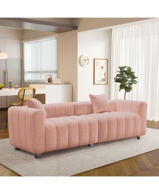 Premium Velvet 3-Seater Sofa with Metal Base and 2 Pillows